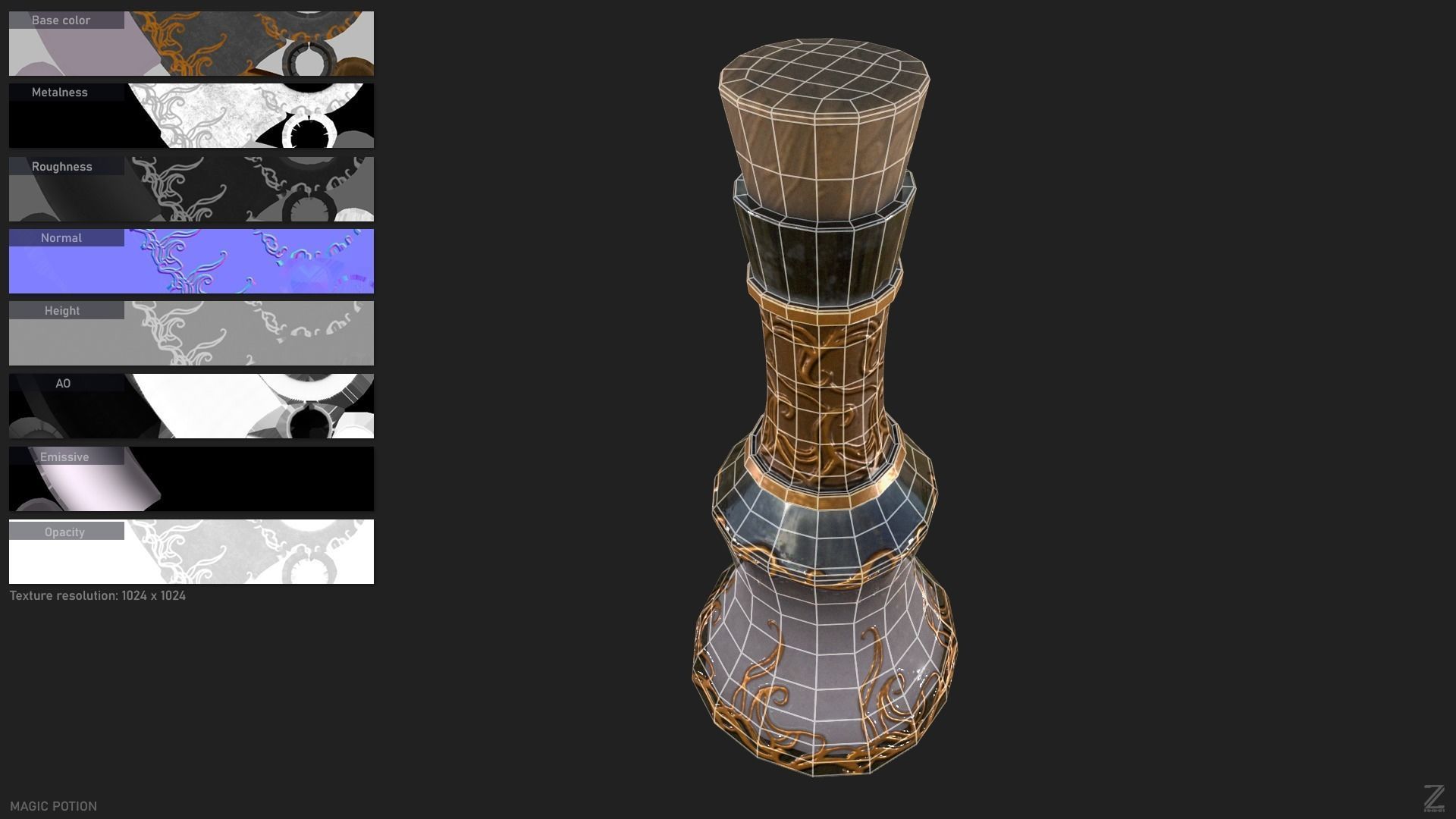 Magic potion Low-poly 3D model_1