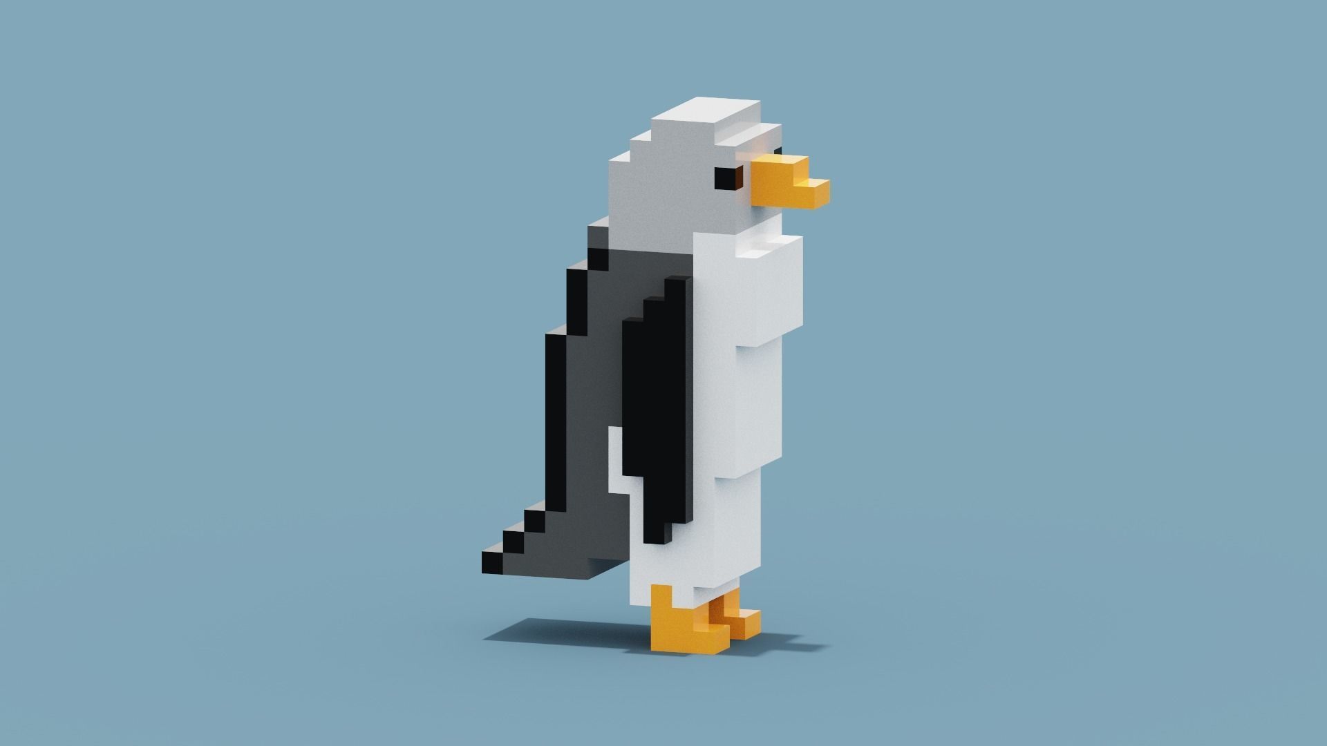 Voxel Penguin Low-poly 3D model_12