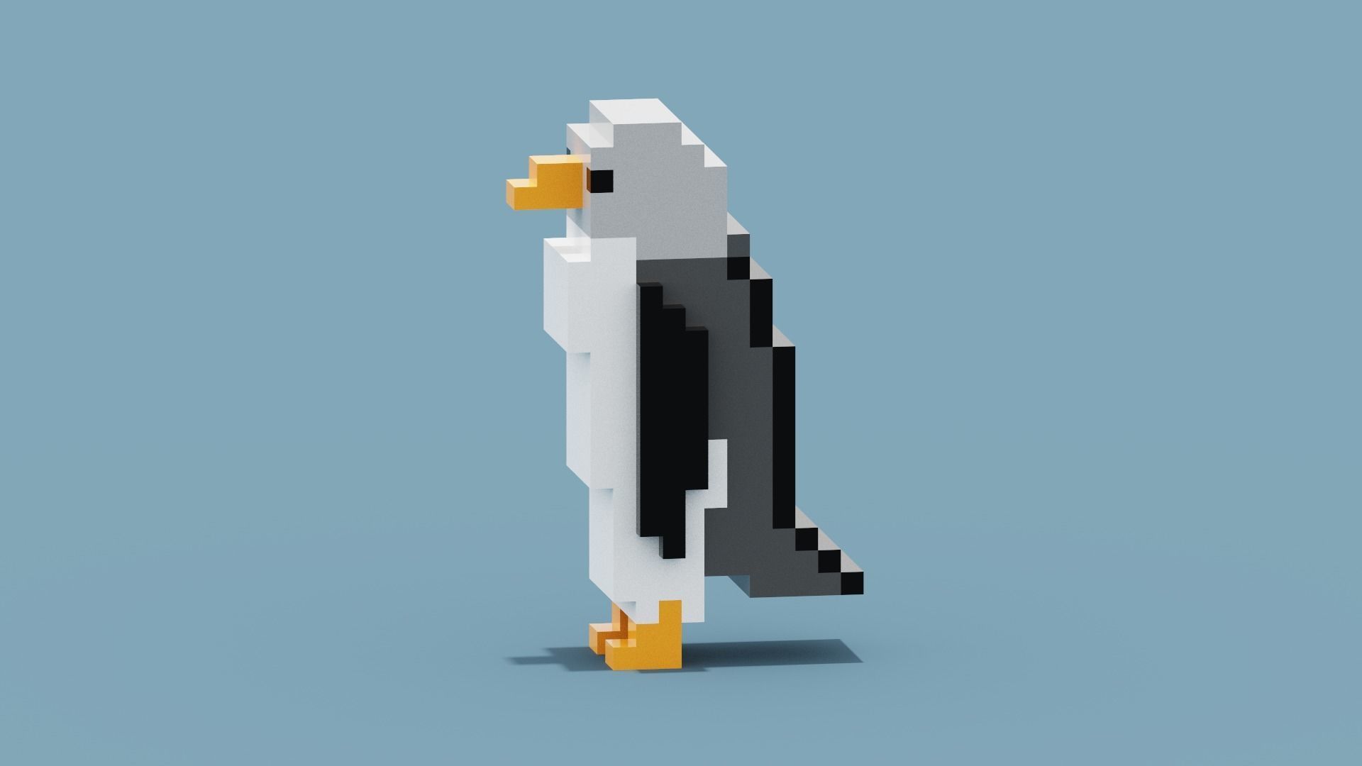 Voxel Penguin Low-poly 3D model_1