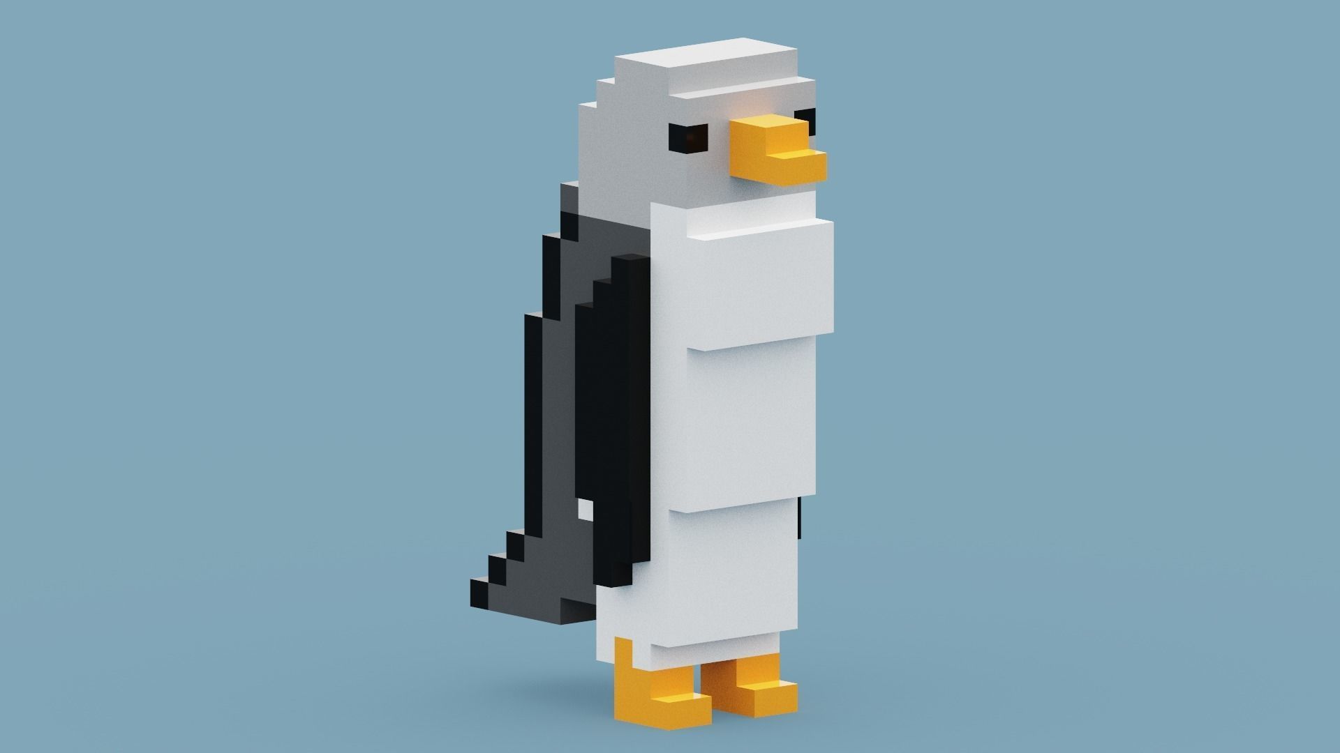 Voxel Penguin Low-poly 3D model_4
