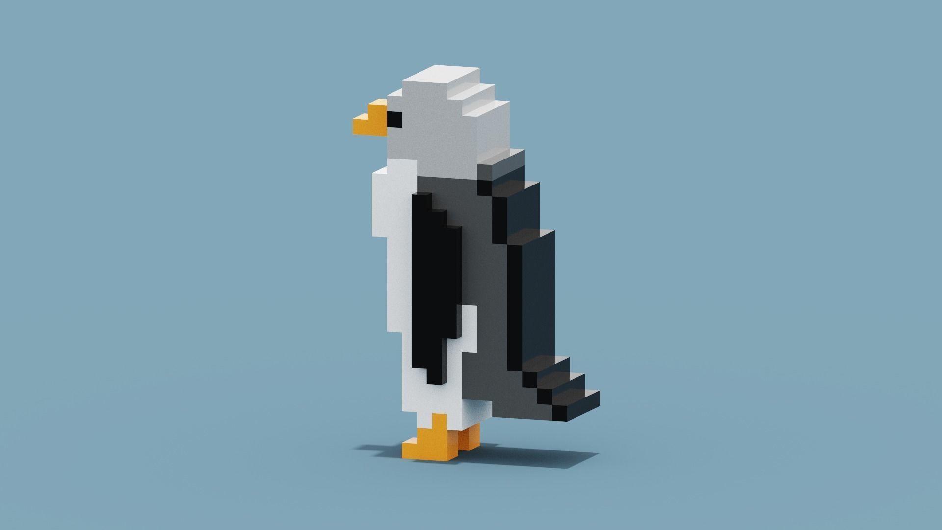 Voxel Penguin Low-poly 3D model_10