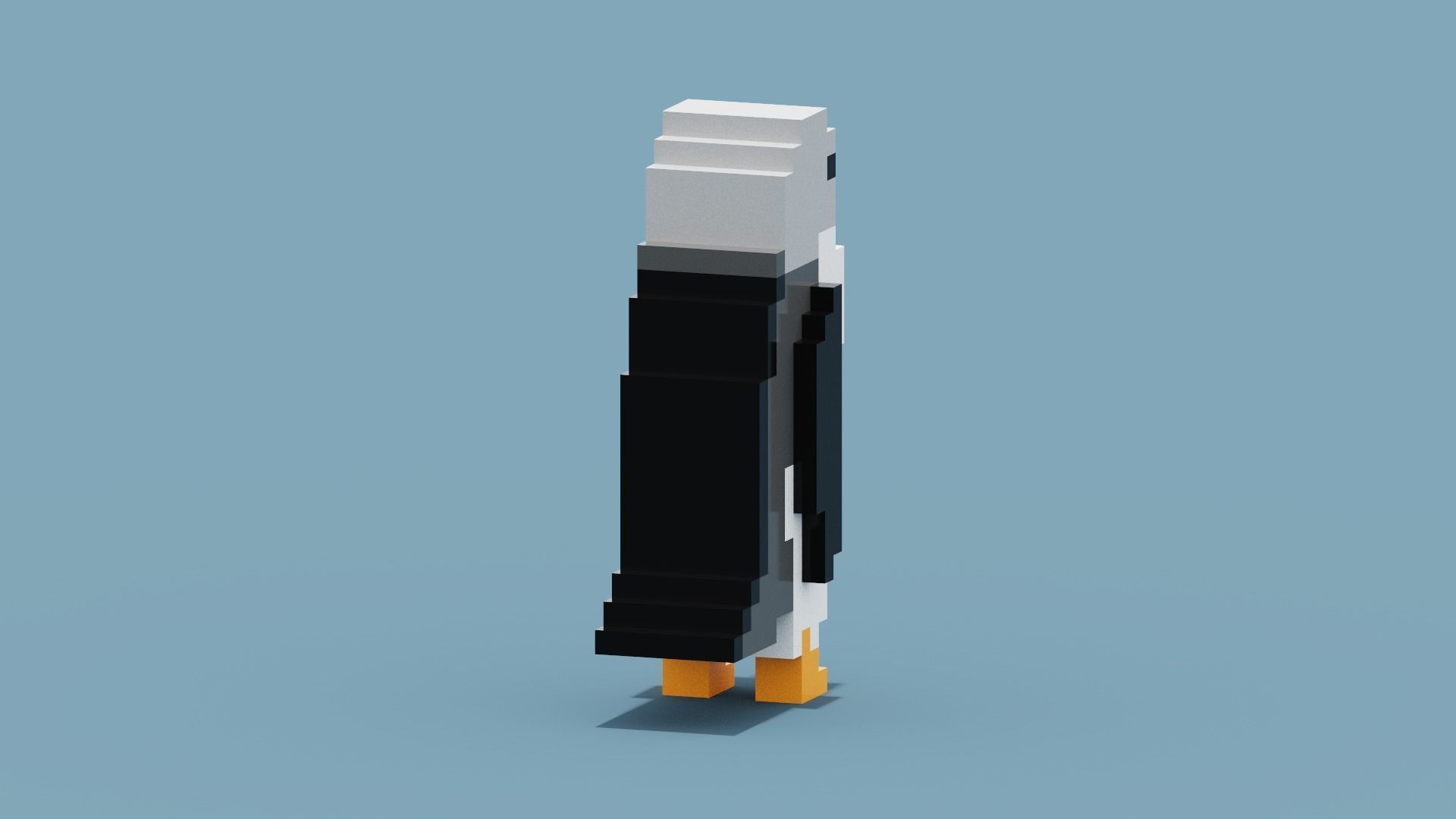 Voxel Penguin Low-poly 3D model_7