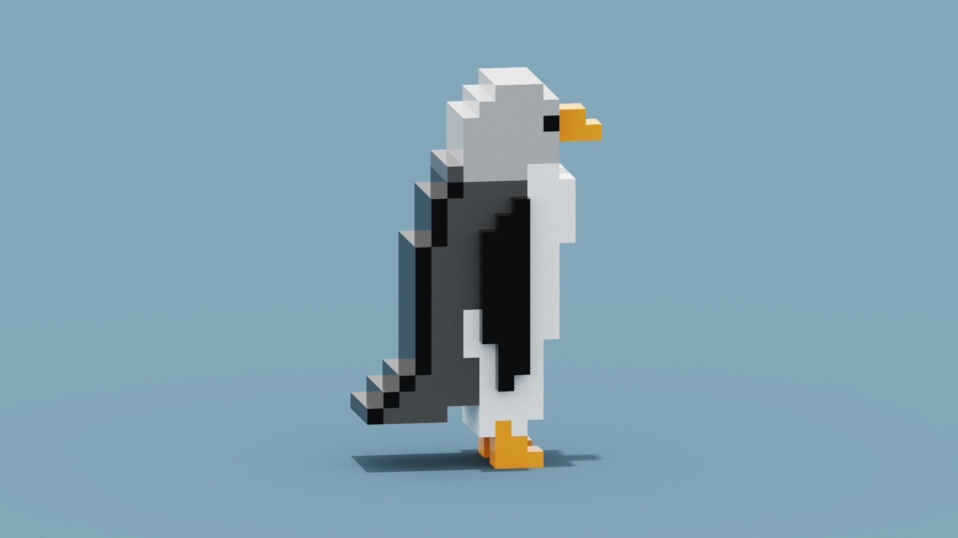 Voxel Penguin Low-poly 3D model_8
