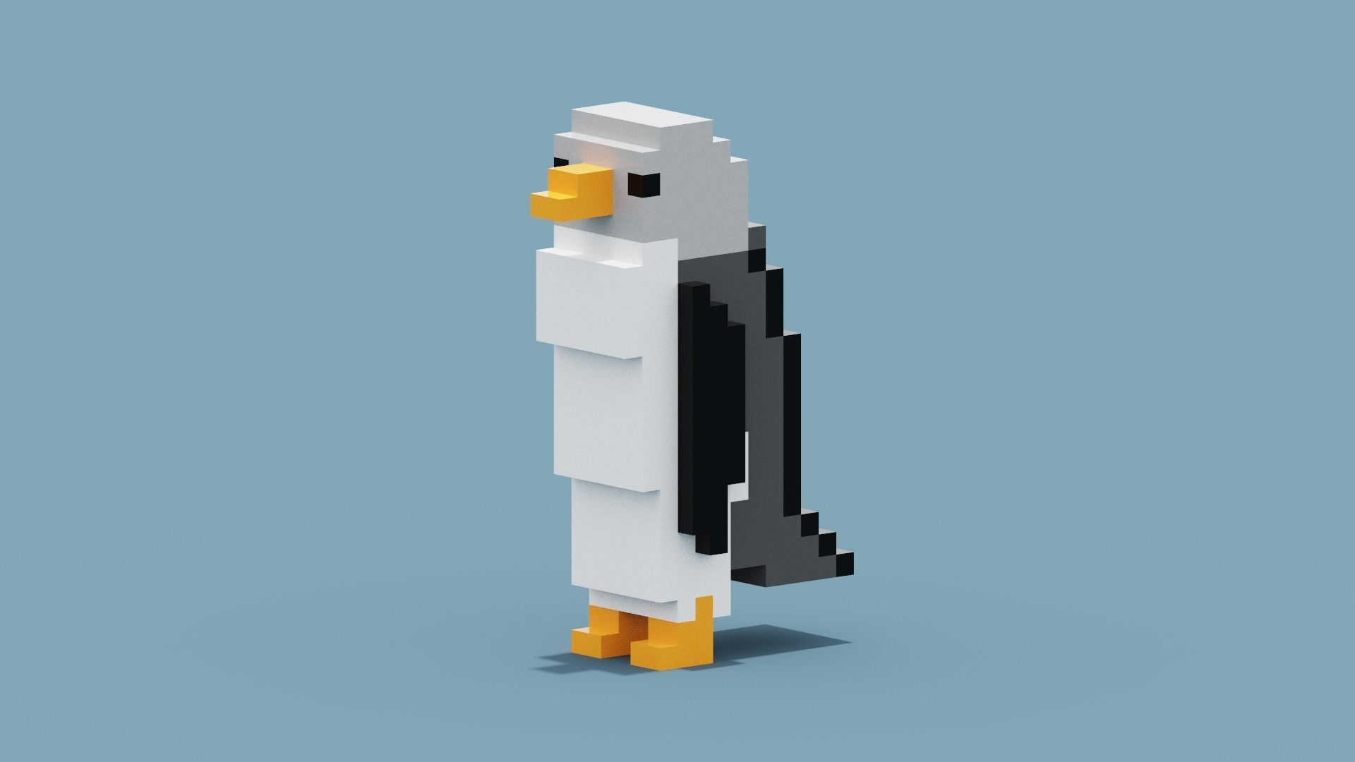 Voxel Penguin Low-poly 3D model_3
