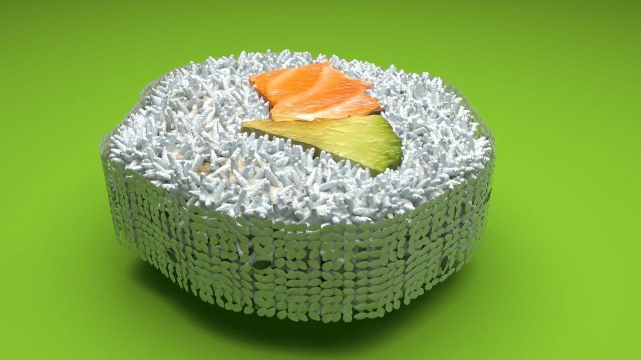 Sushi Roll With Sesame Seeds 3D model_8