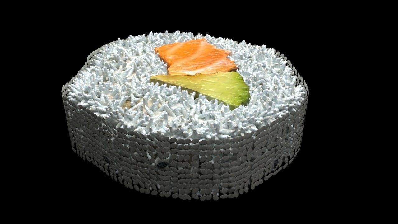 Sushi Roll With Sesame Seeds 3D model_9