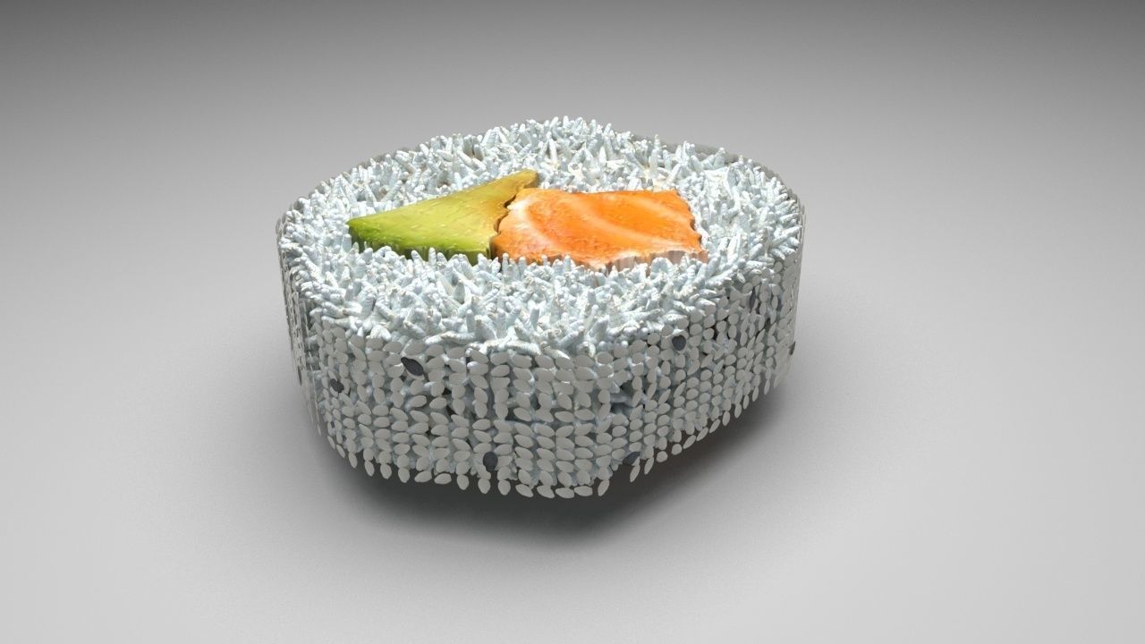 Sushi Roll With Sesame Seeds 3D model_2