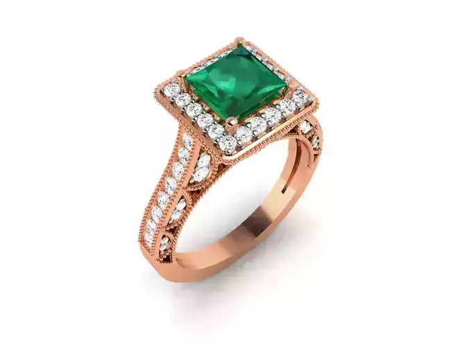 Women Solitaire Ring 3dm render details