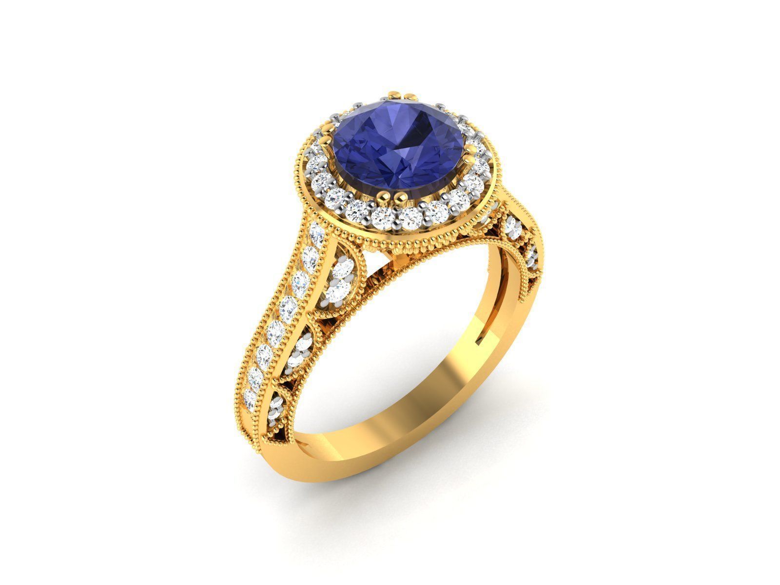 Women Solitaire Ring 3dm render details 3D print model_1