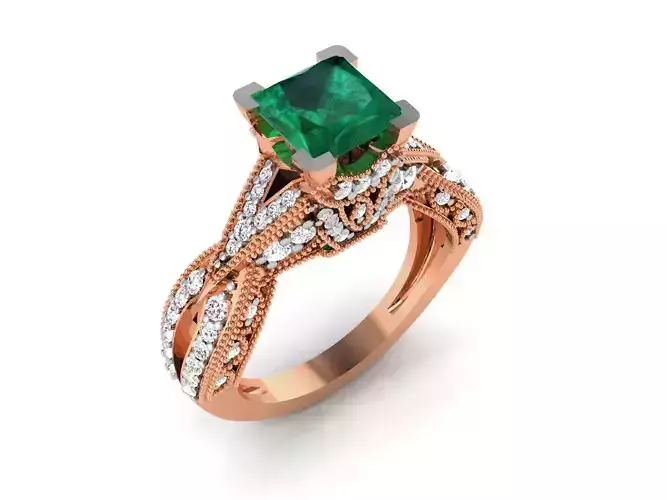 Women Solitaire Ring 3dm render details