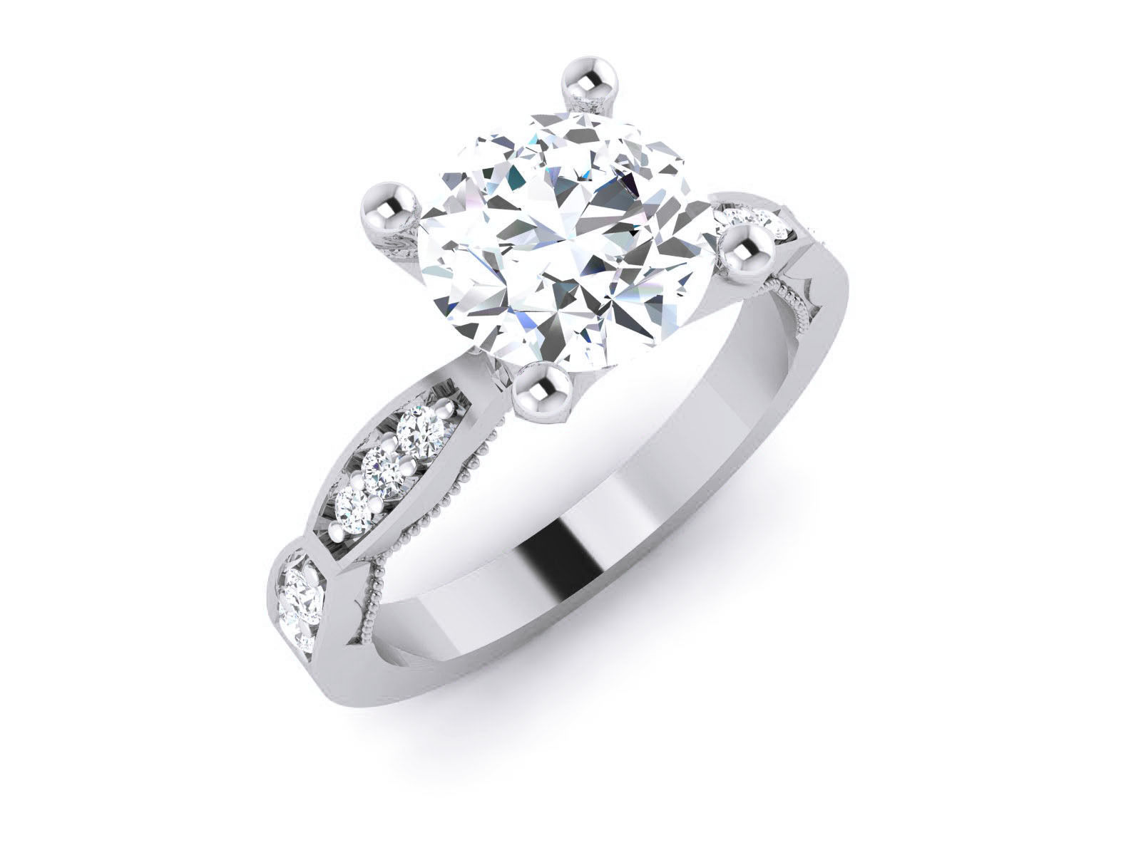 Women Solitaire Ring 3dm render details 3D print model_2