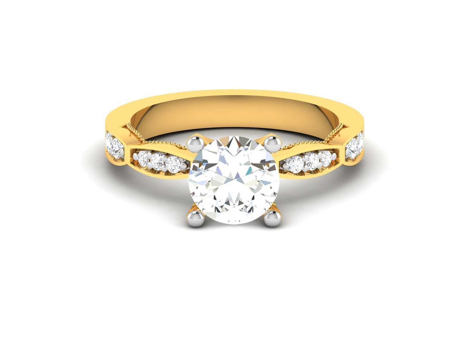 Women Solitaire Ring 3dm render details 3D print model_10