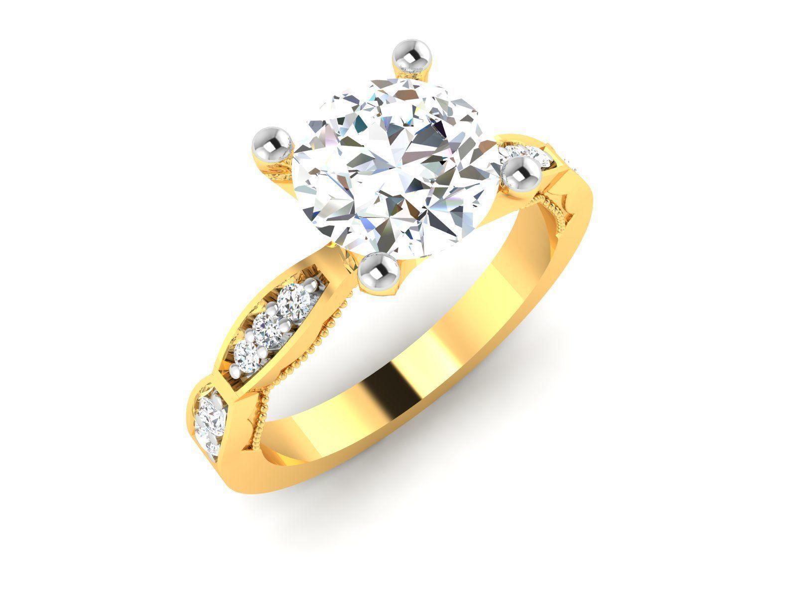 Women Solitaire Ring 3dm render details 3D print model_1