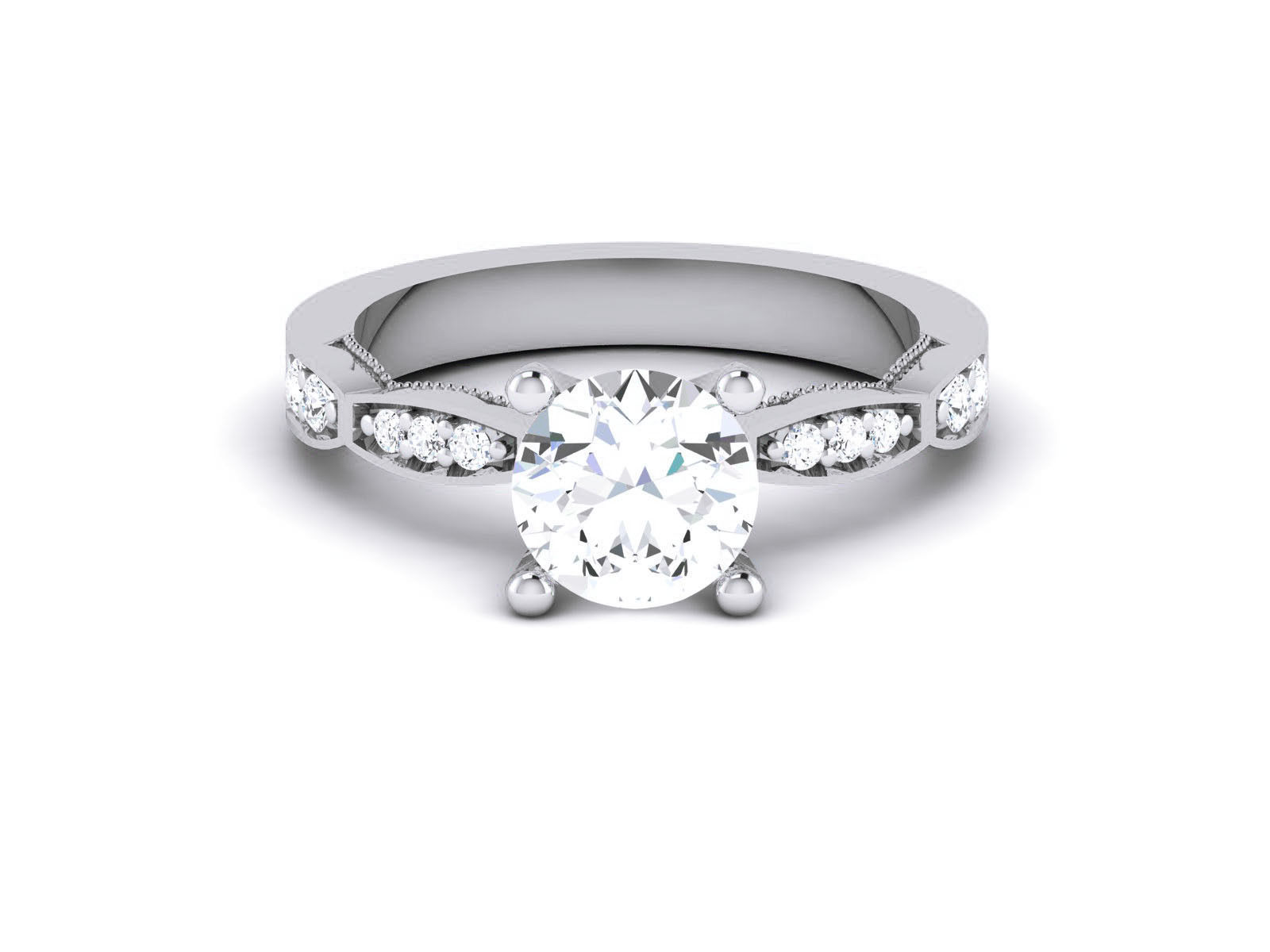 Women Solitaire Ring 3dm render details 3D print model_11