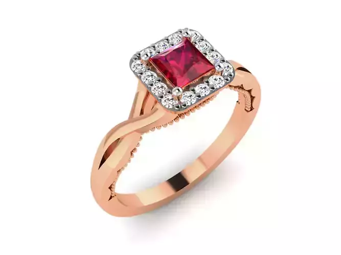 Women Solitaire Ring 3dm render details