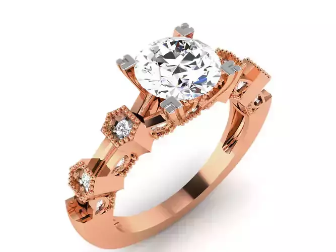 Women Solitaire Ring 3dm render details 3D print model