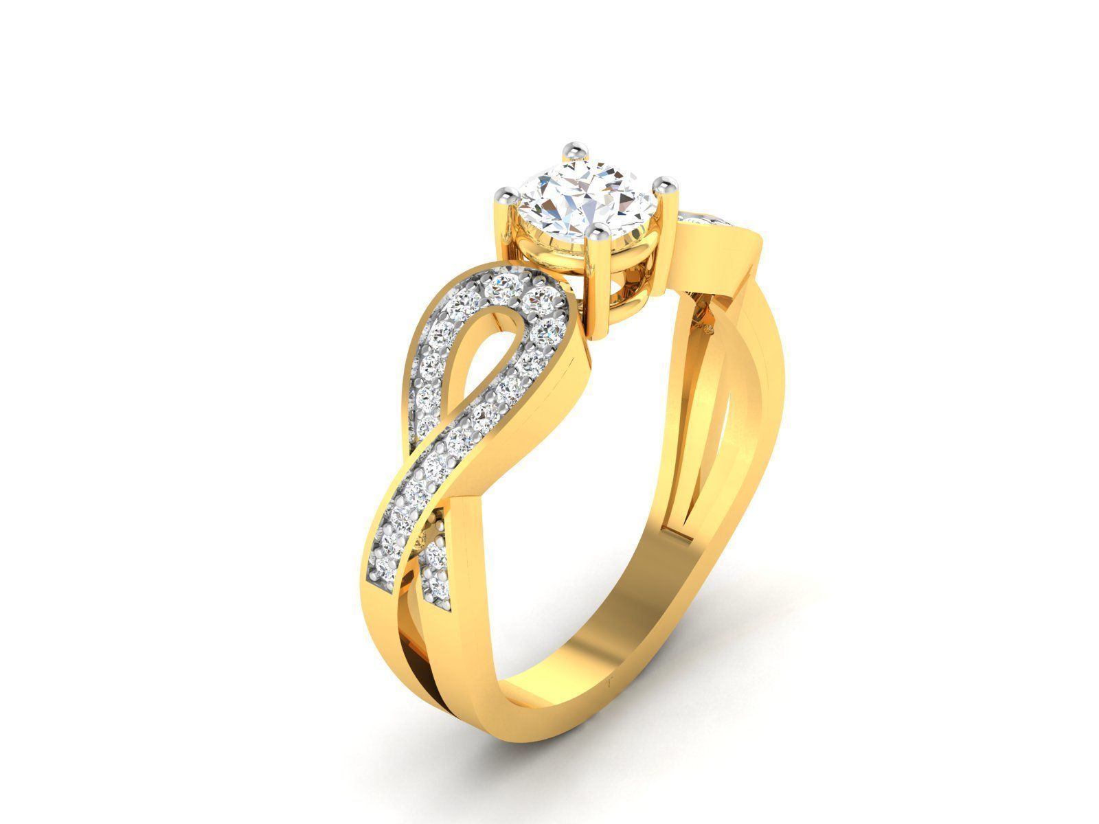 Women Solitaire Ring 3dm render details 3D print model_1