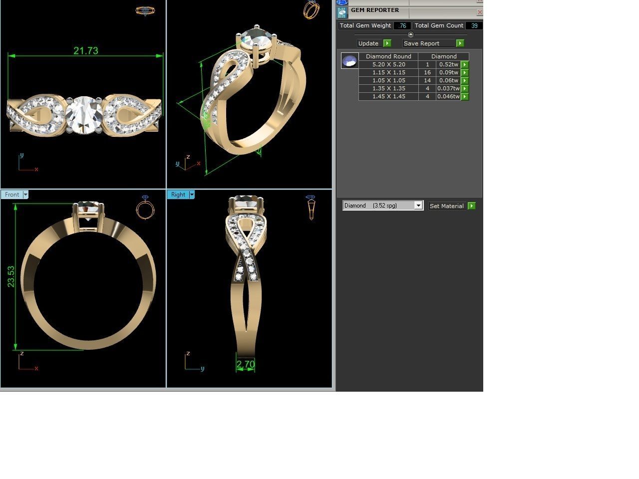 Women Solitaire Ring 3dm render details 3D print model_4