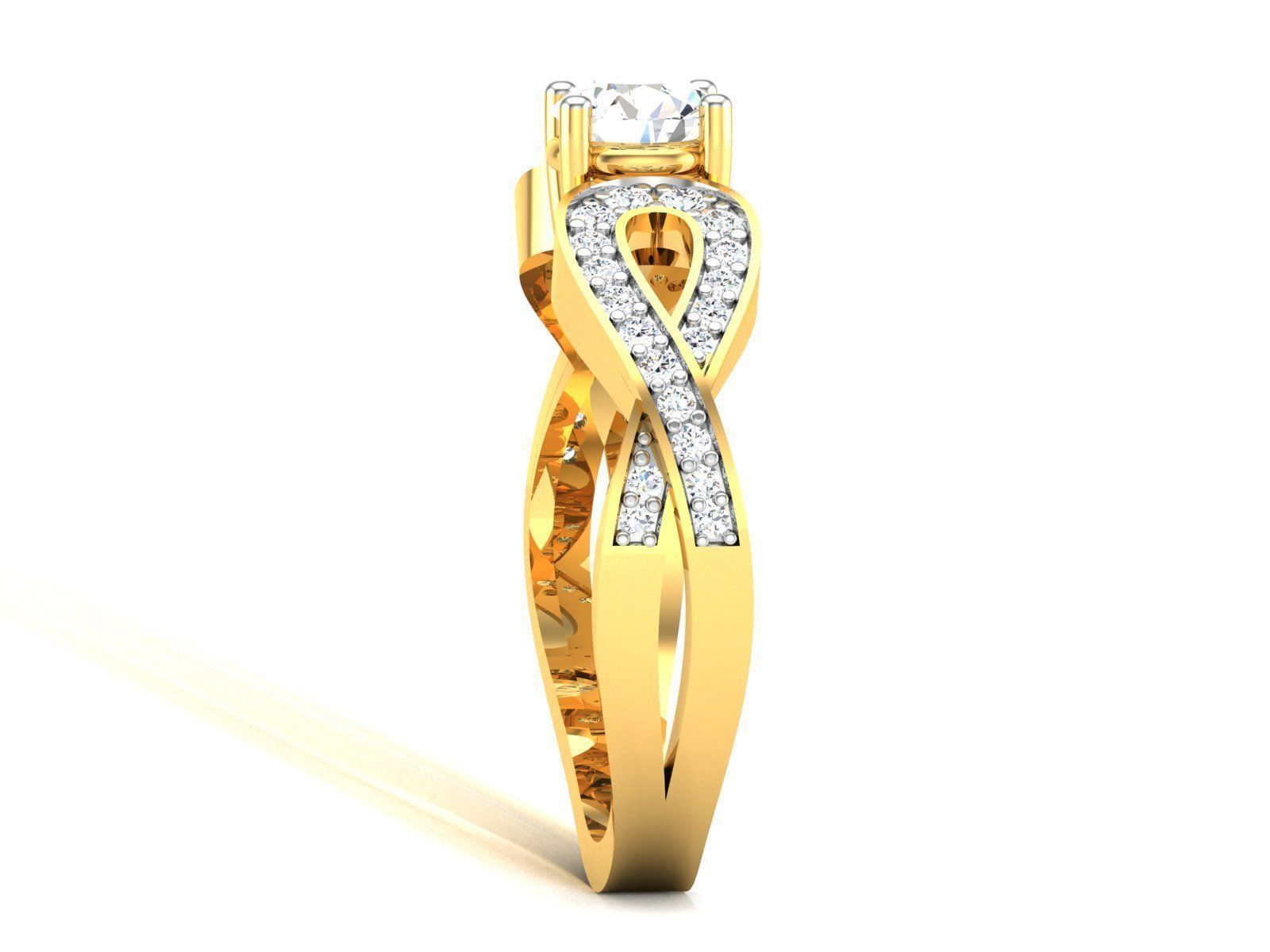 Women Solitaire Ring 3dm render details 3D print model_7