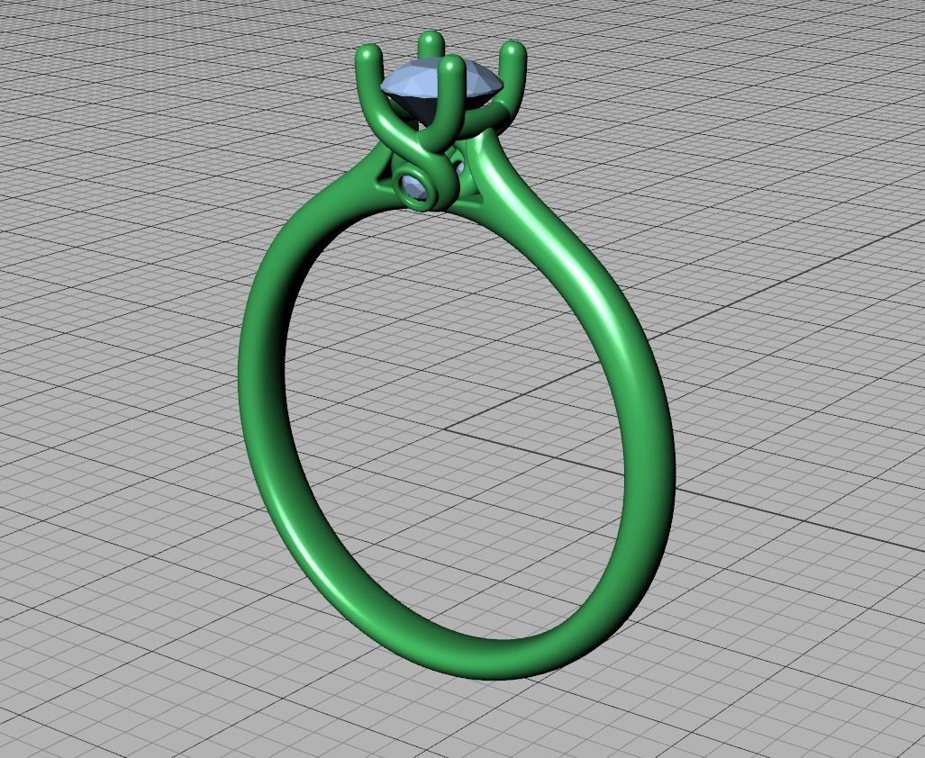 Lily 4 prong Solitaire Engagement Ring 30 pointer dimond stone 3D print model_41