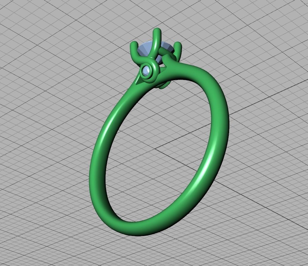 Lily 4 prong Solitaire Engagement Ring 30 pointer dimond stone 3D print model_43