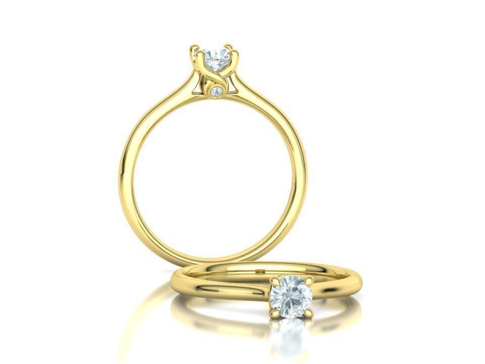 Lily 4 prong Solitaire Engagement Ring 30 pointer dimond stone 3D print model_5