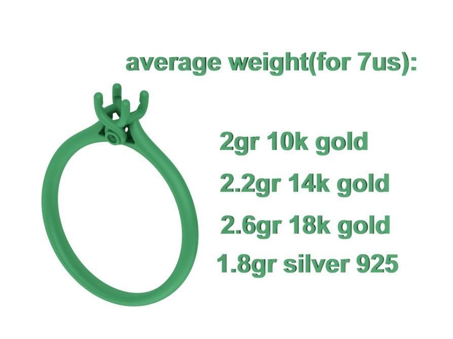 Lily 4 prong Solitaire Engagement Ring 30 pointer dimond stone 3D print model_20