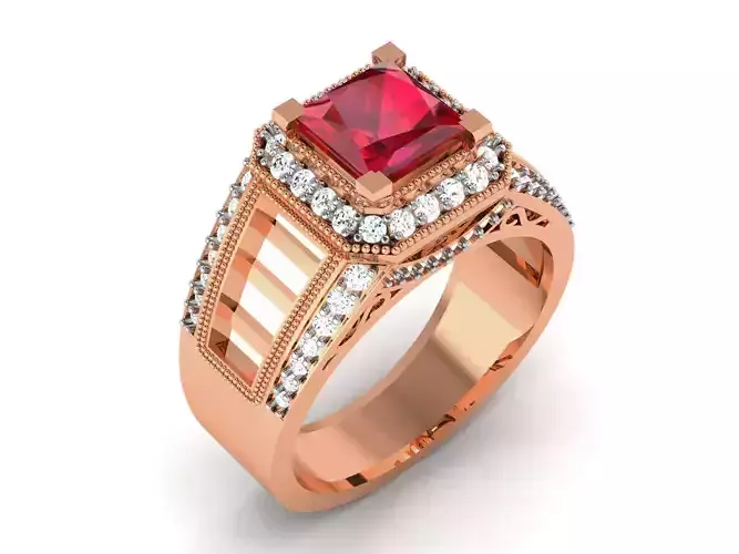 Women Solitaire Ring 3dm render details