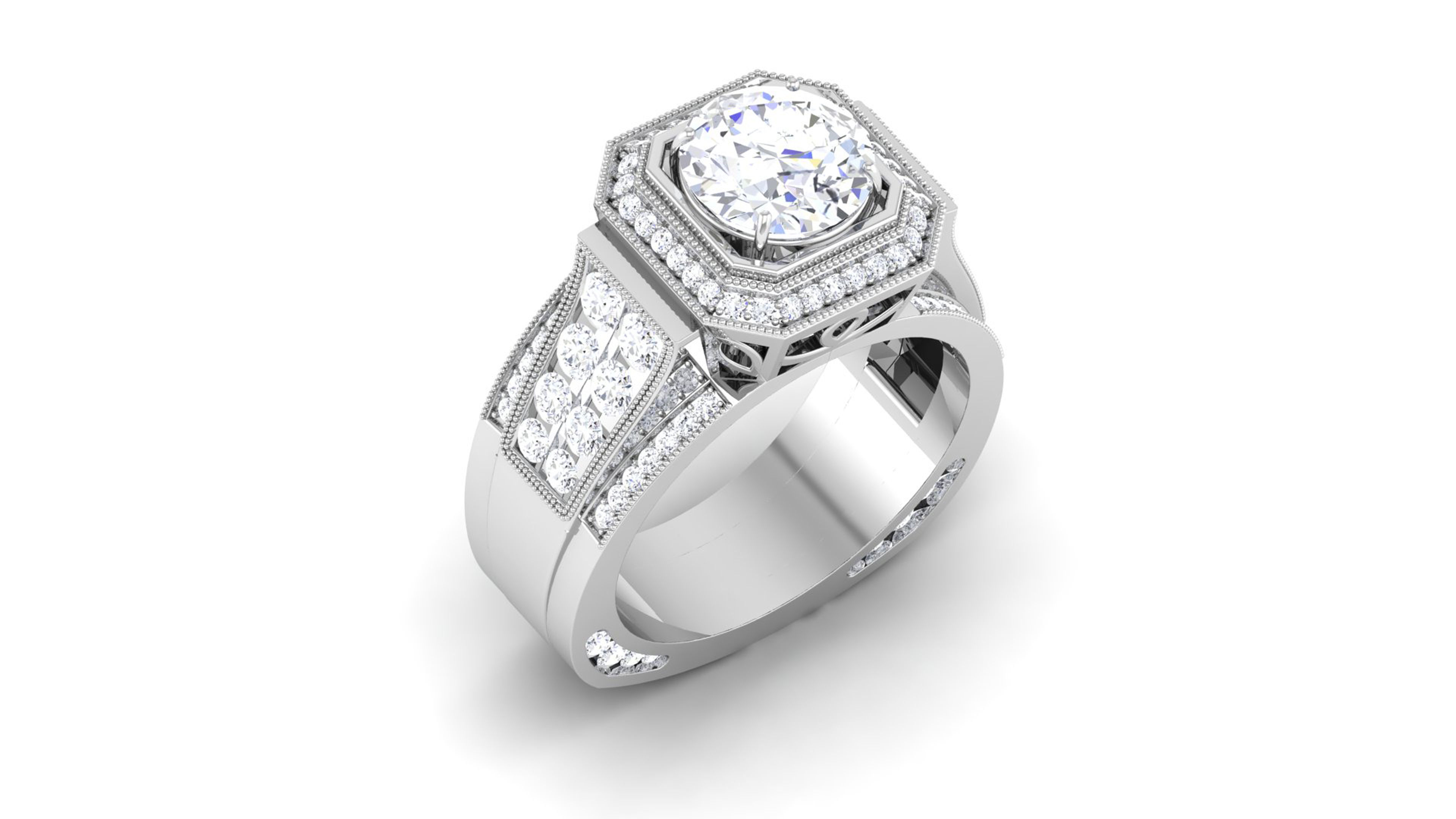 Women Solitaire Ring 3dm render details 3D print model_4