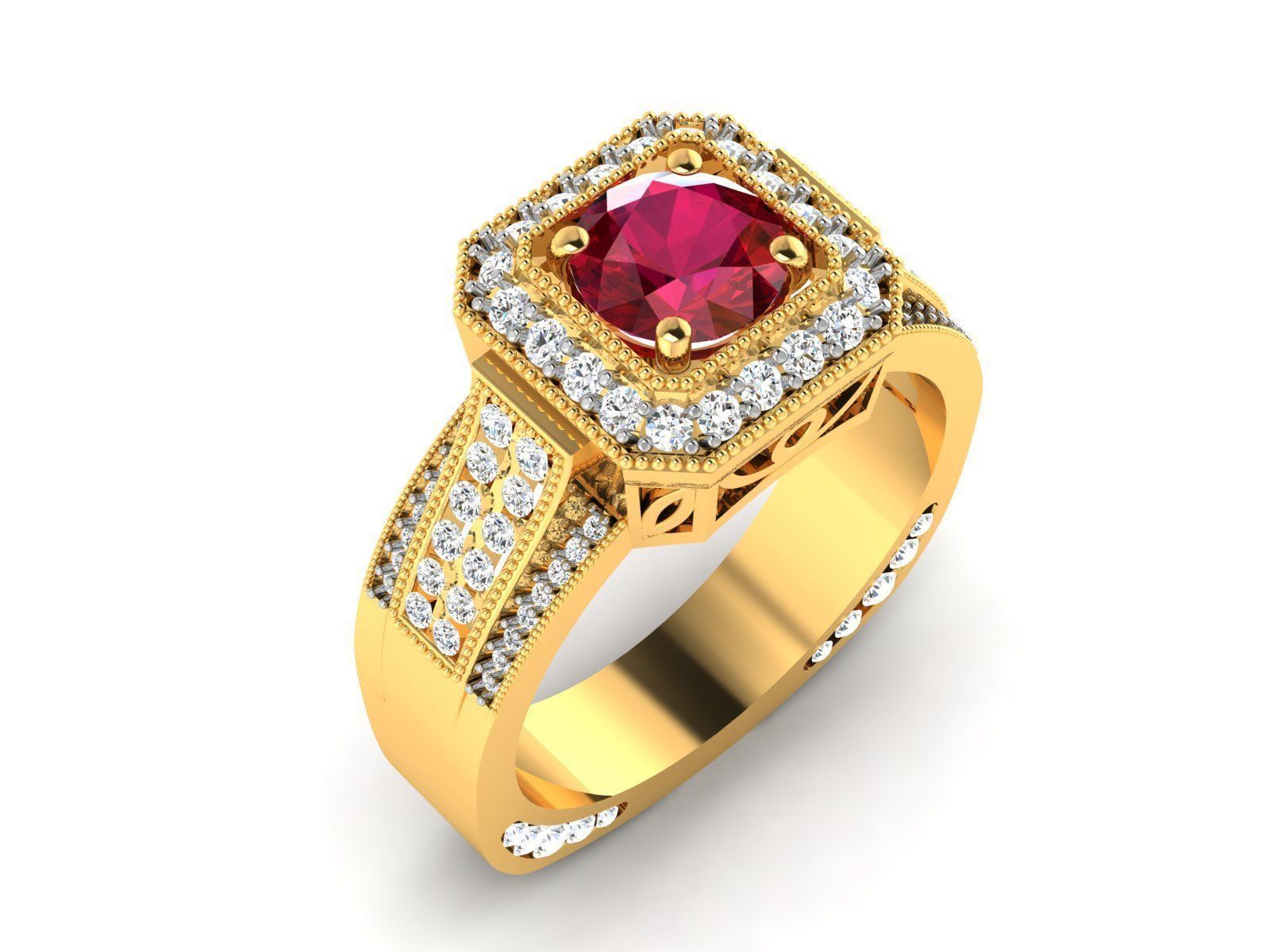 Women Solitaire Ring 3dm render details 3D print model_1