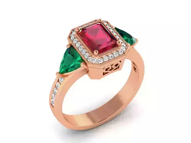 Women Solitaire Ring 3dm render details 3D print model