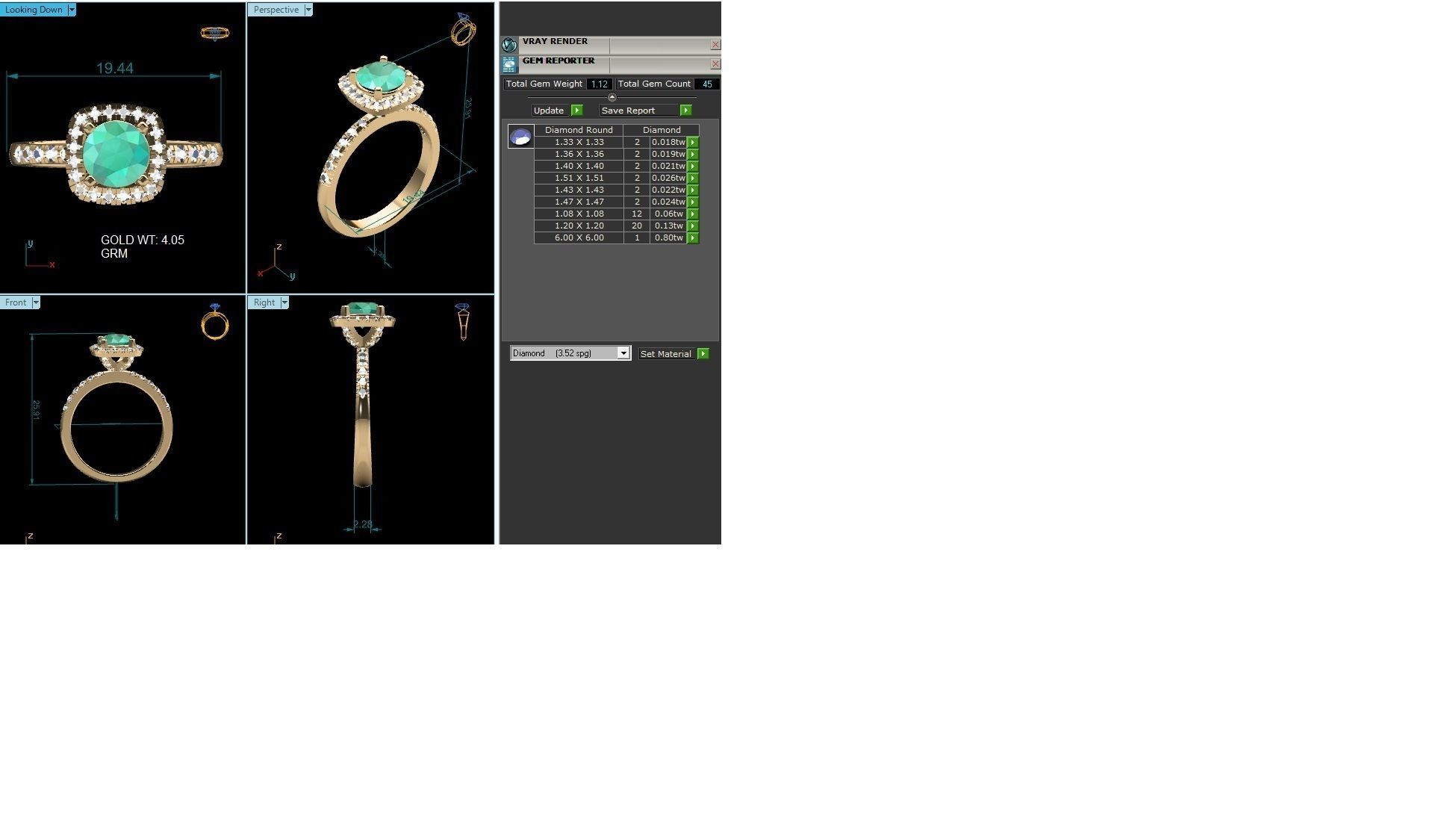 Women Solitaire Ring 3dm render details 3D print model_8