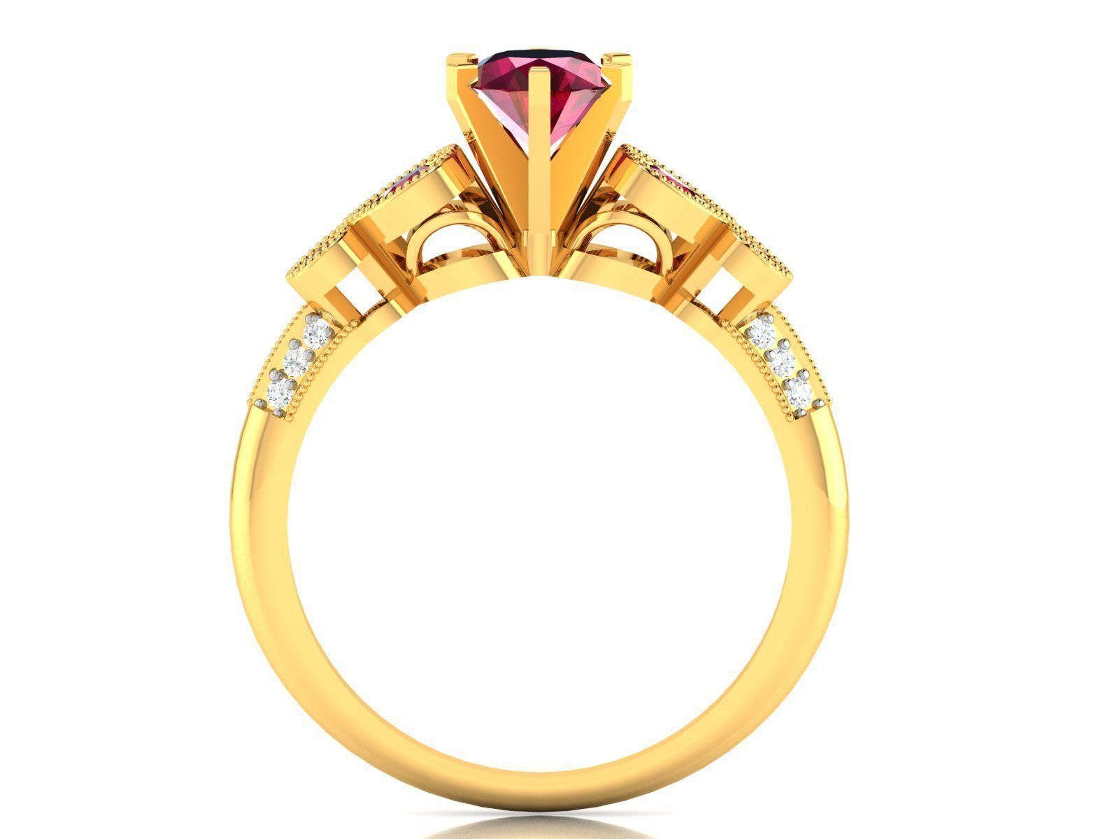 Women Solitaire Ring 3dm render details 3D print model_3