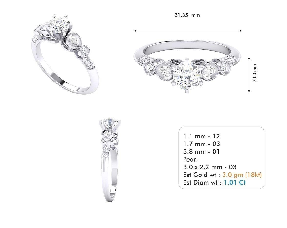 Women Solitaire Ring 3dm render details 3D print model_12
