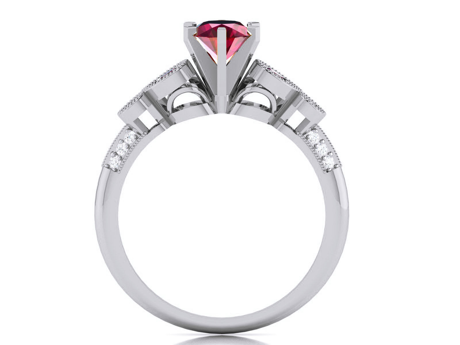 Women Solitaire Ring 3dm render details 3D print model_4