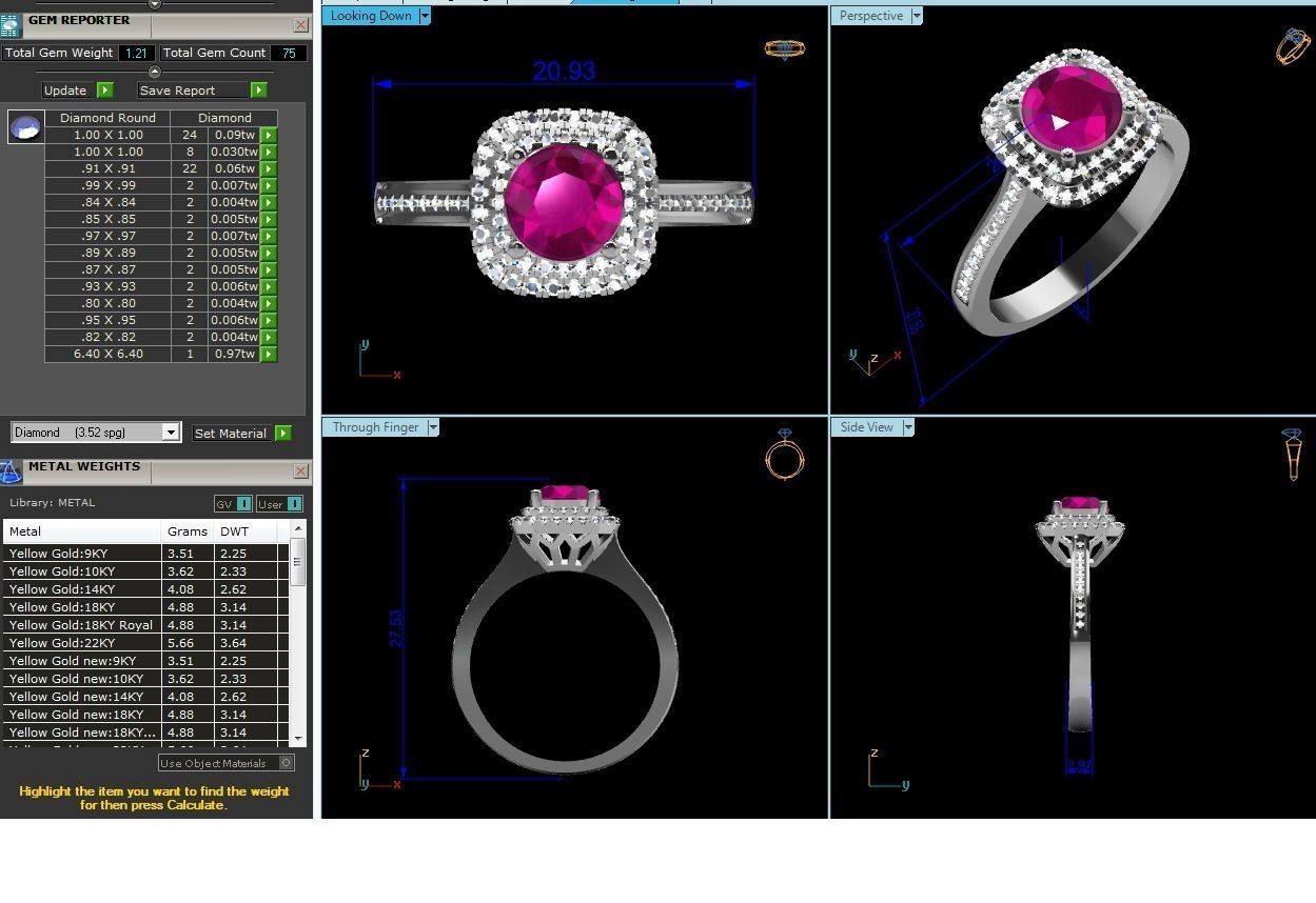 Women Solitaire Ring 3dm render details 3D print model_1
