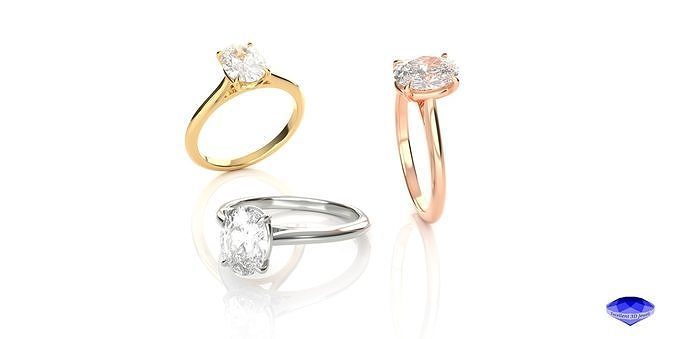 Oval Diamond Solitaire Ring  3D print model