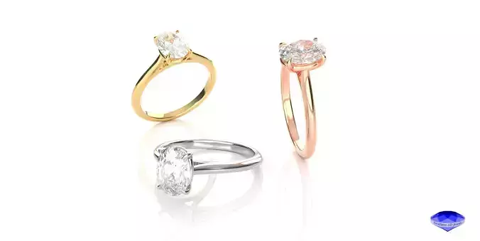 Oval Diamond Solitaire Ring 