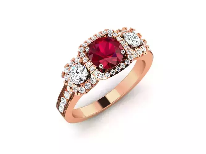 Women Solitaire Ring 3dm render details 3D print model