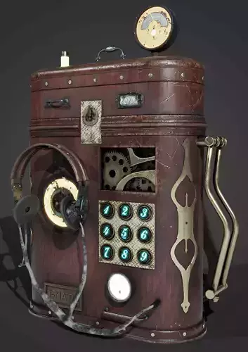 Mochila radio steampunk Low-poly 3D model