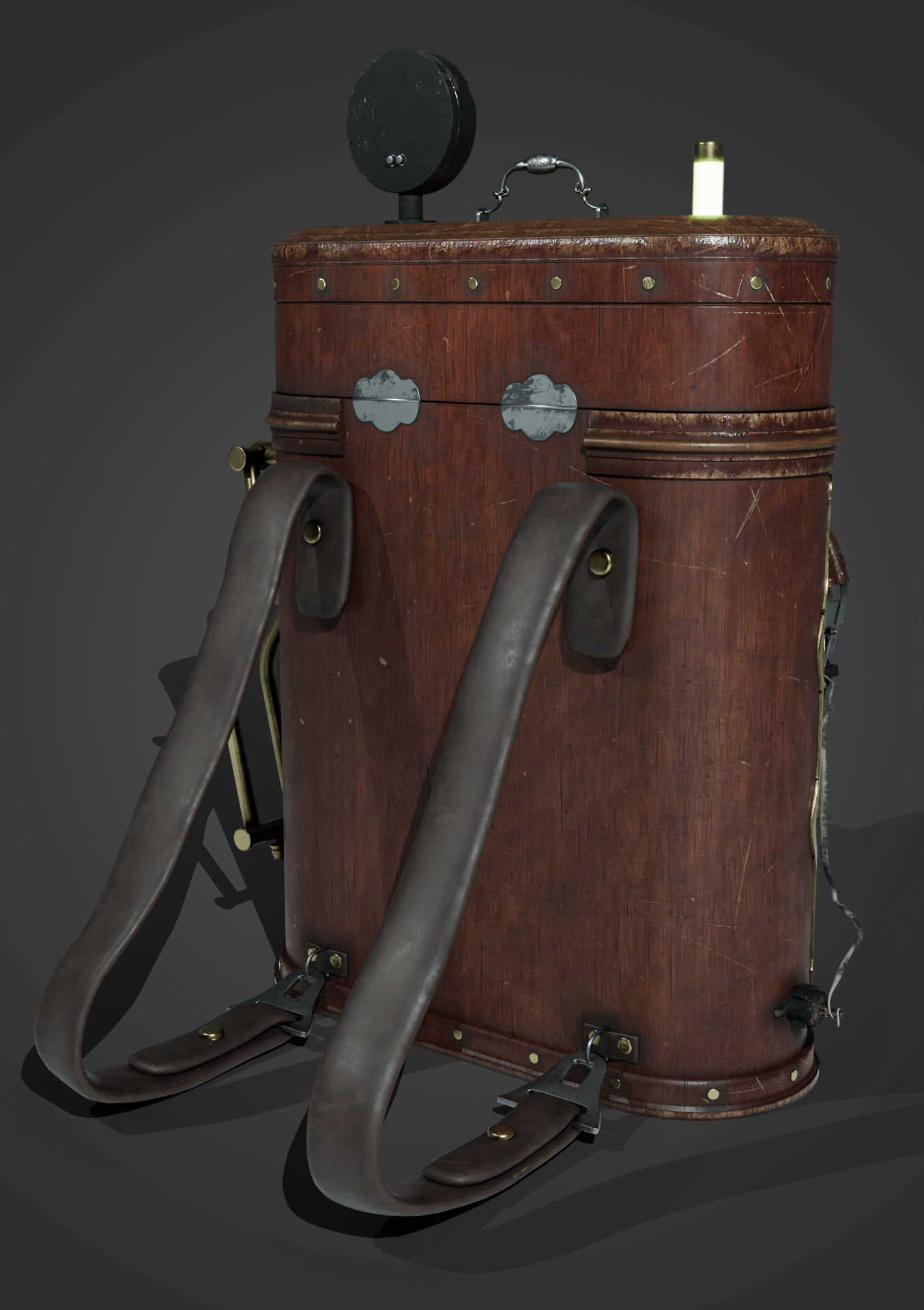 Mochila radio steampunk Low-poly 3D model_2