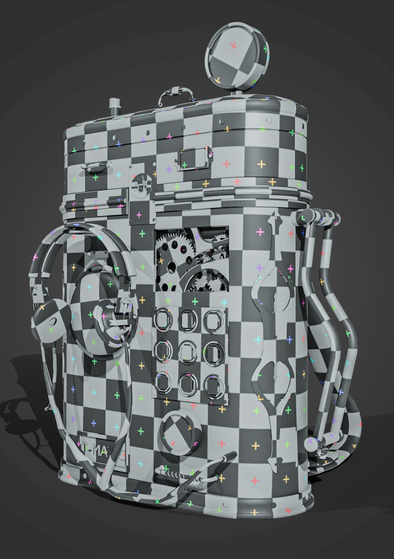 Mochila radio steampunk Low-poly 3D model_4