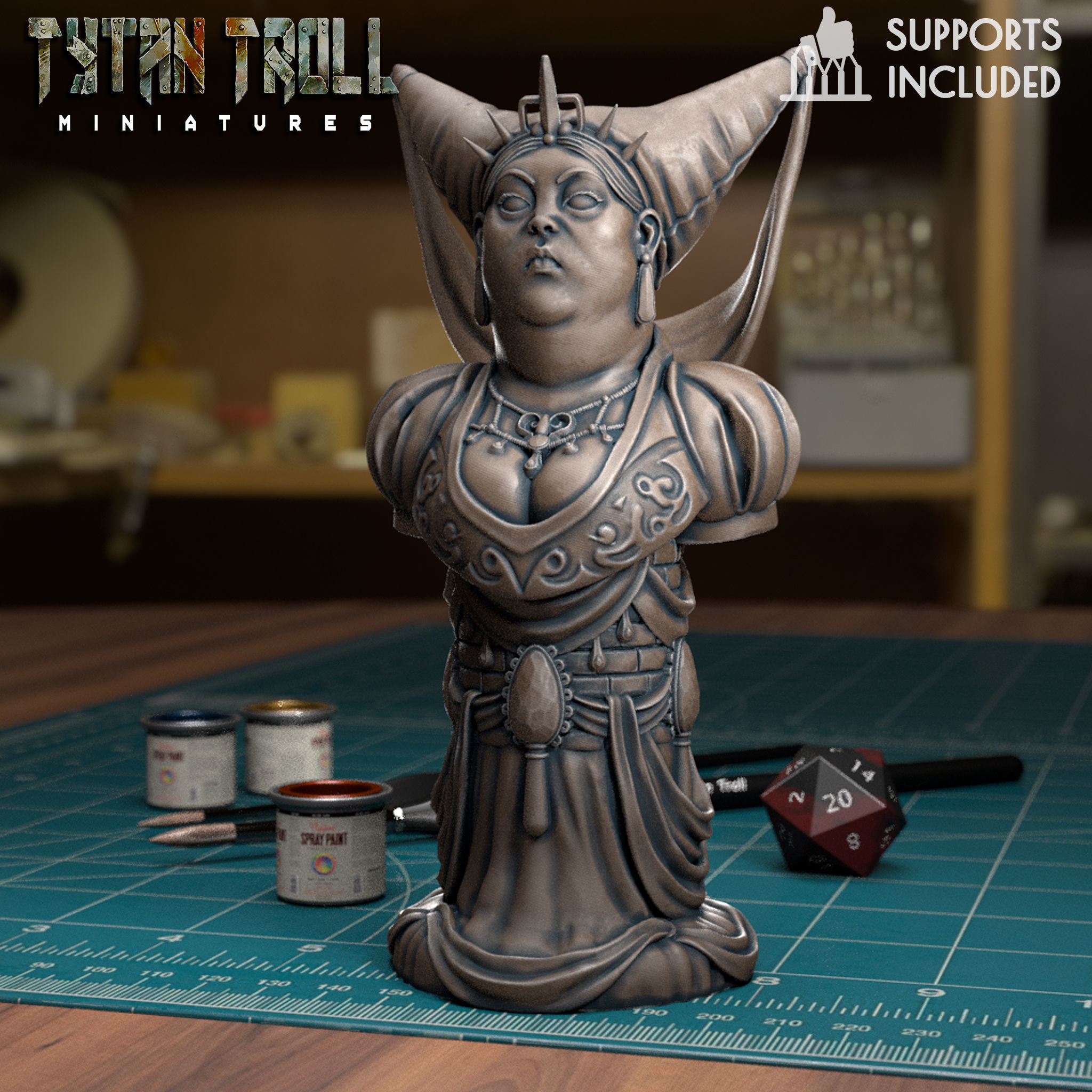 Human Chess Queen - Pre-Supported 3D print model_4