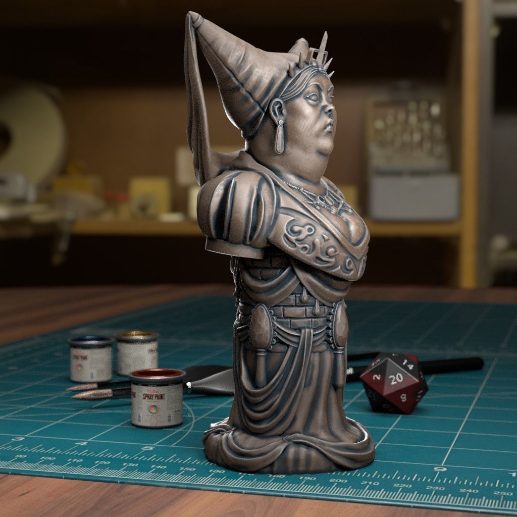 Human Chess Queen - Pre-Supported 3D print model_3