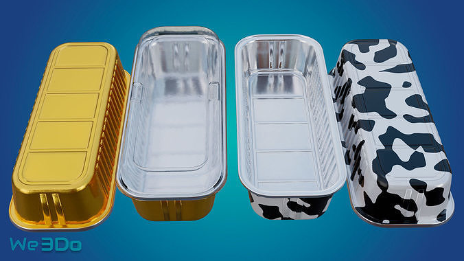 Foil Container-tray-Aluminum Low-poly 3D model 2