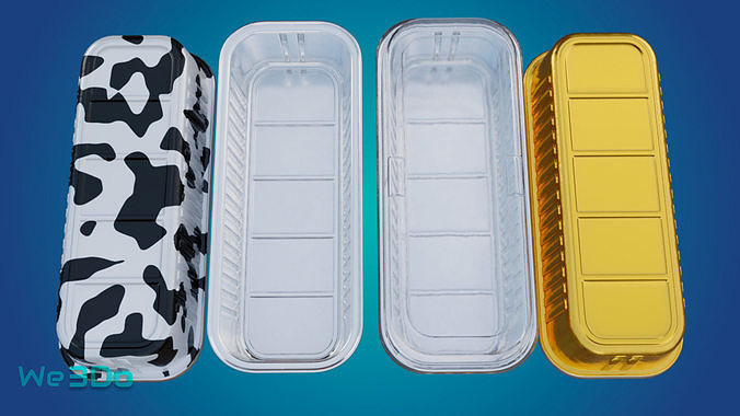 Foil Container-tray-Aluminum Low-poly 3D model 7
