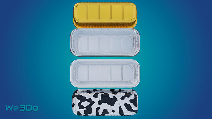 Foil Container-tray-Aluminum Low-poly 3D model 5
