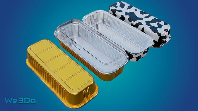 Foil Container-tray-Aluminum Low-poly 3D model 4
