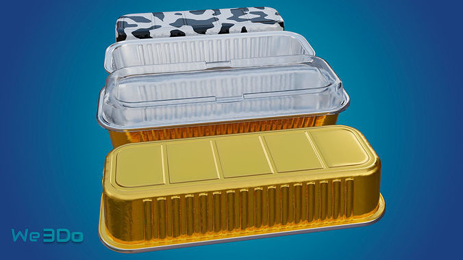 Foil Container-tray-Aluminum Low-poly 3D model 6