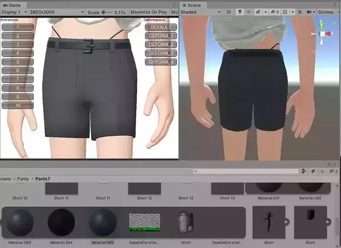 Short Pants Zepeto Unity Prefab FBX Item Model 3D Low-poly 3D model